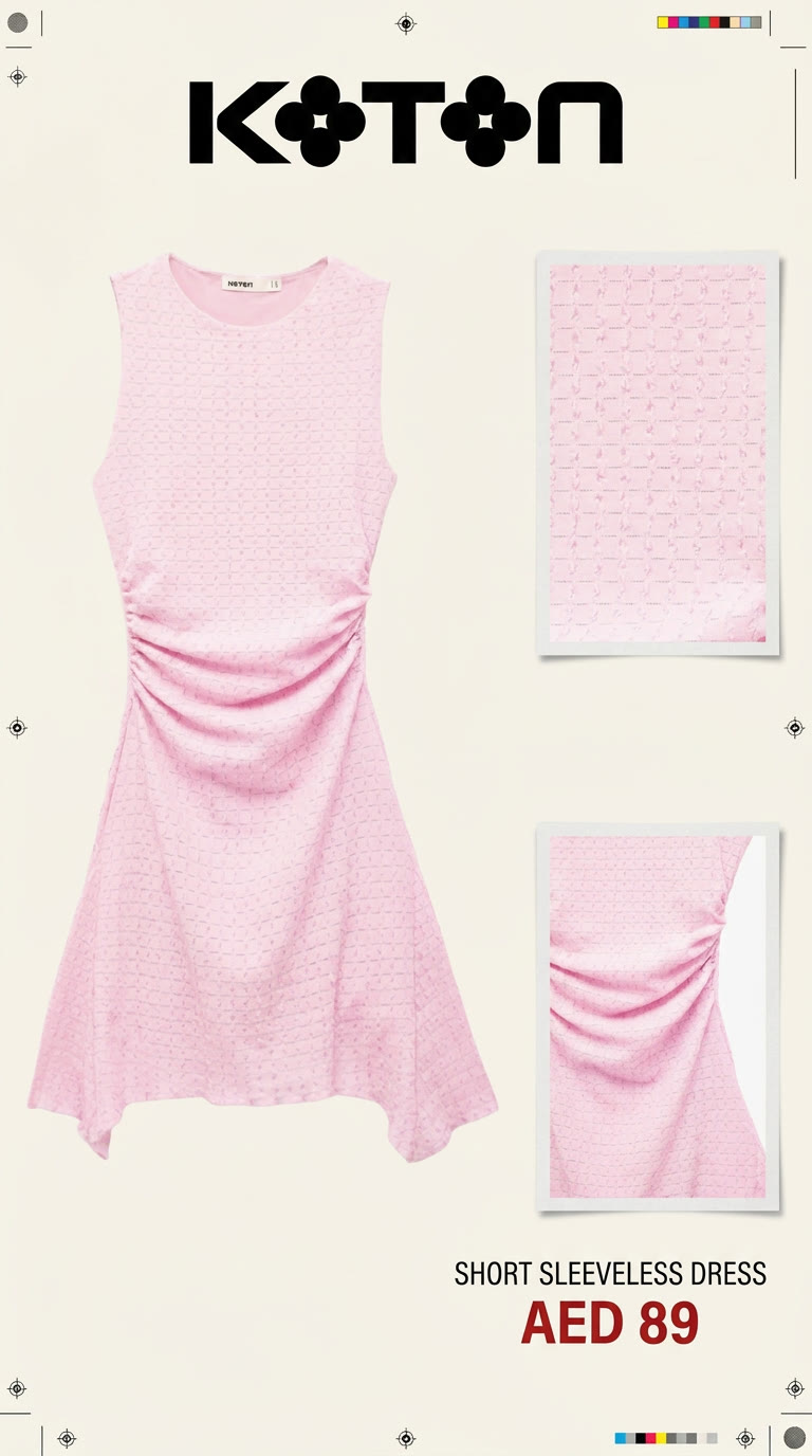 Product page: pink short sleeveless dress